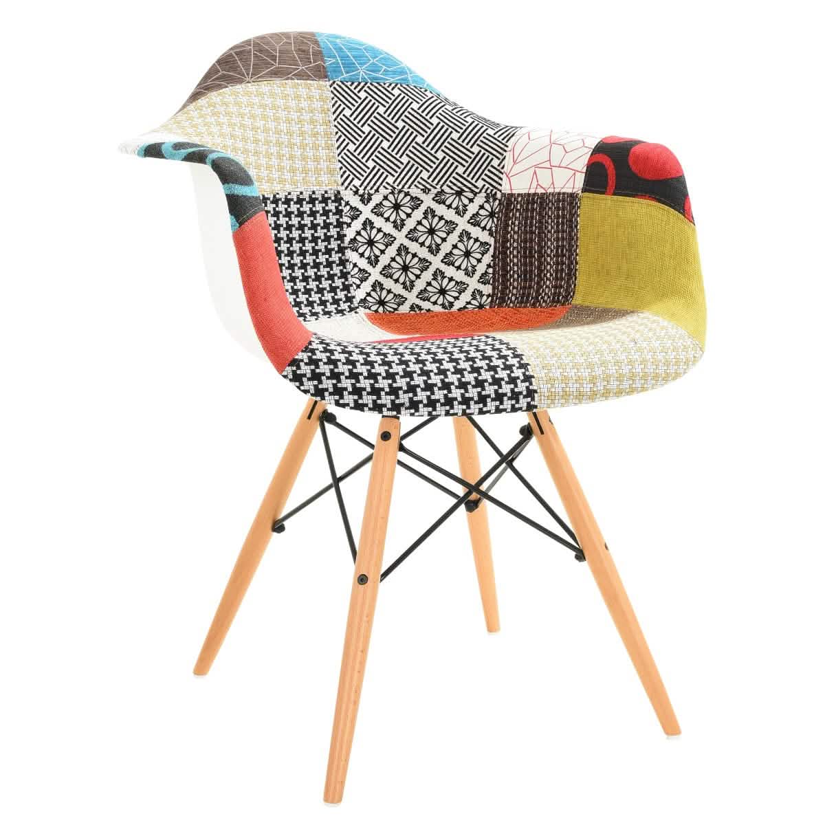 Willow Patchwork Fabric Eiffel Accent Chair, Set of 4