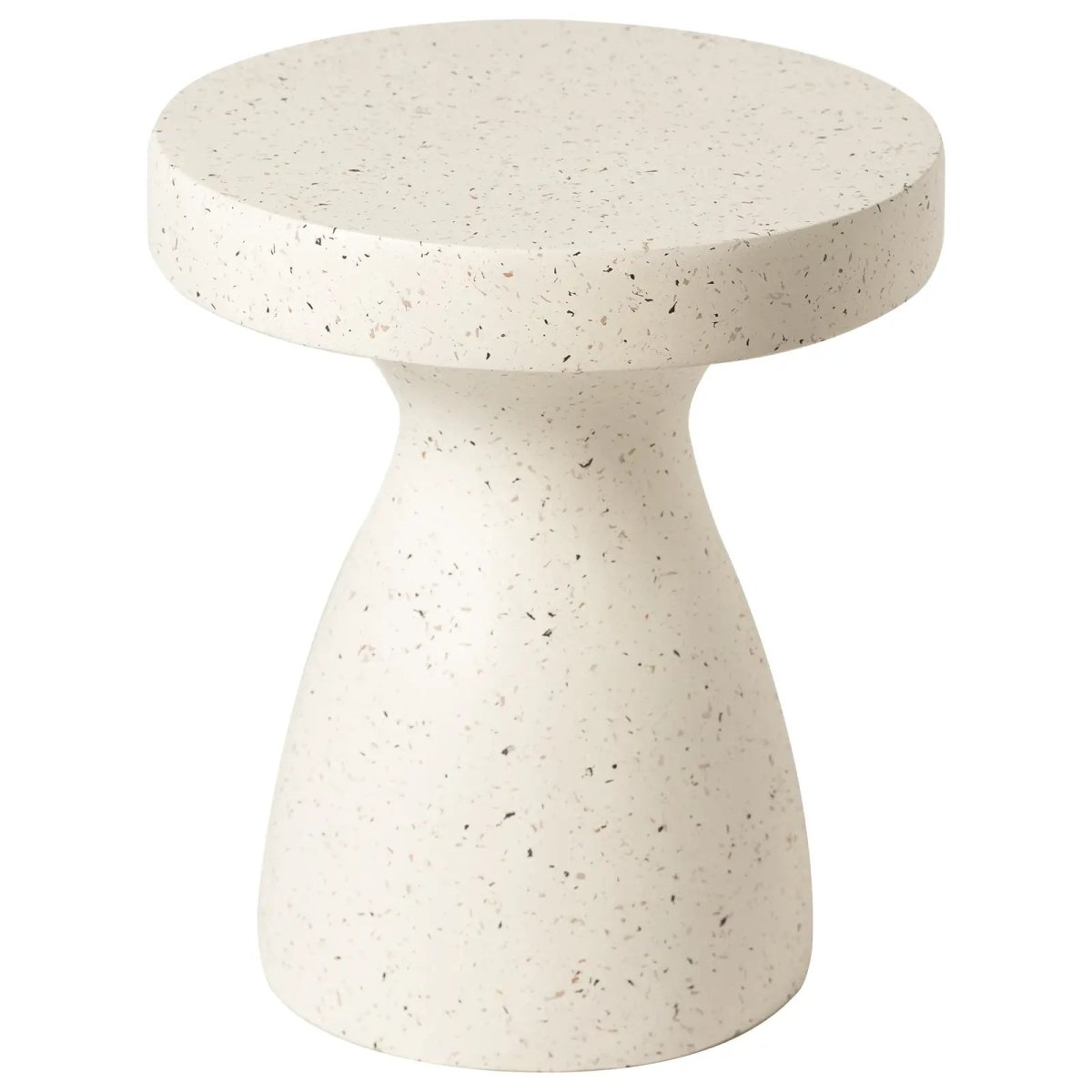 Wisp 16" Modern Wide Round Fiberstone Hourglass Design Side Table - Stylish Accent End Table
