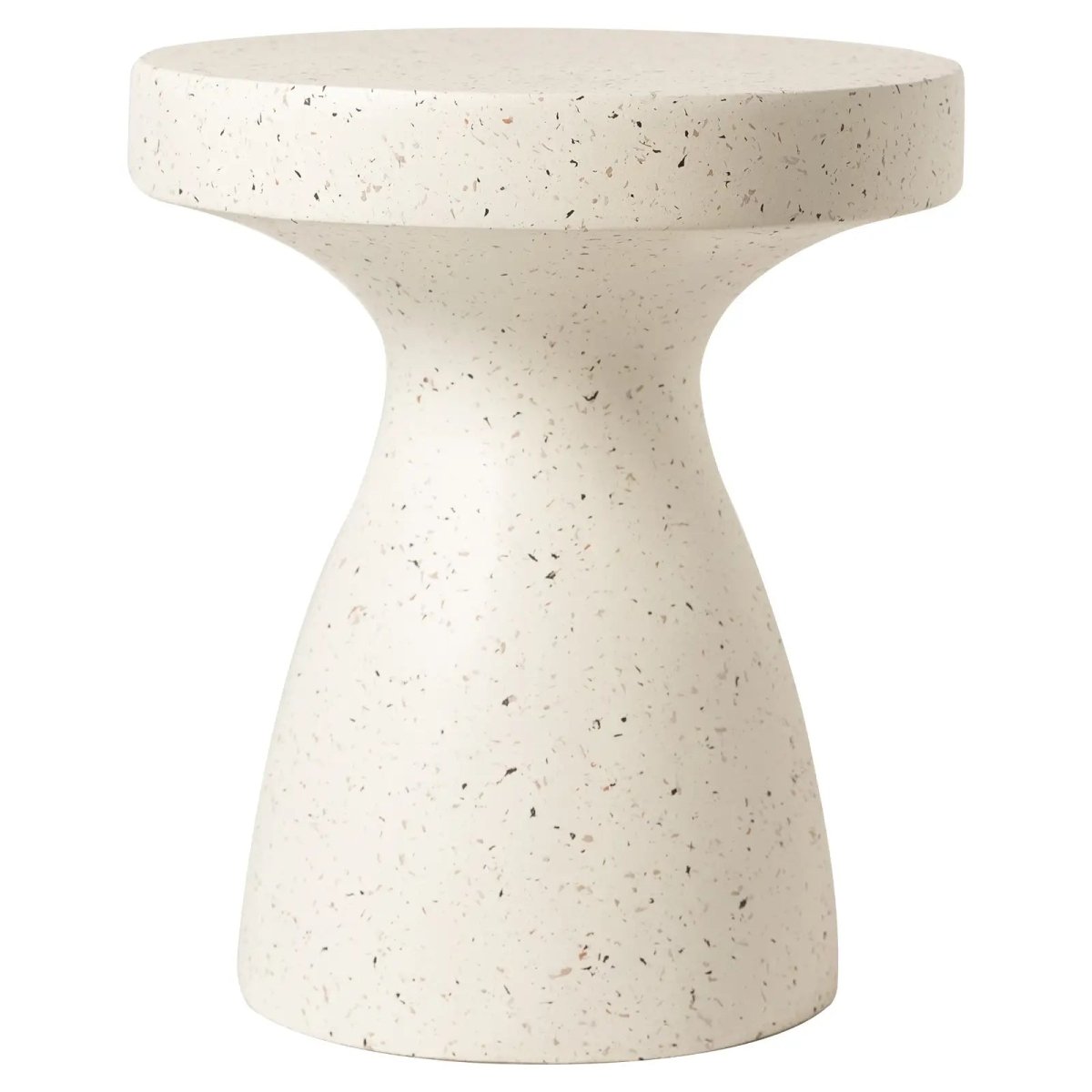 Wisp 16" Modern Wide Round Fiberstone Hourglass Design Side Table - Stylish Accent End Table
