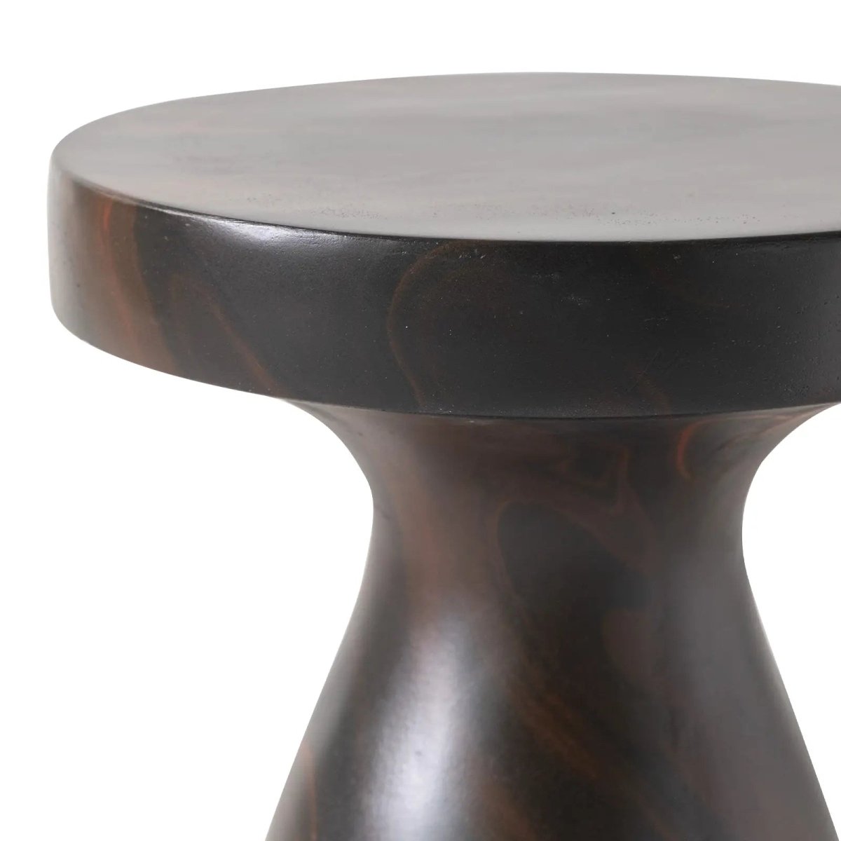 Wisp 16" Modern Wide Round Fiberstone Hourglass Design Side Table - Stylish Accent End Table