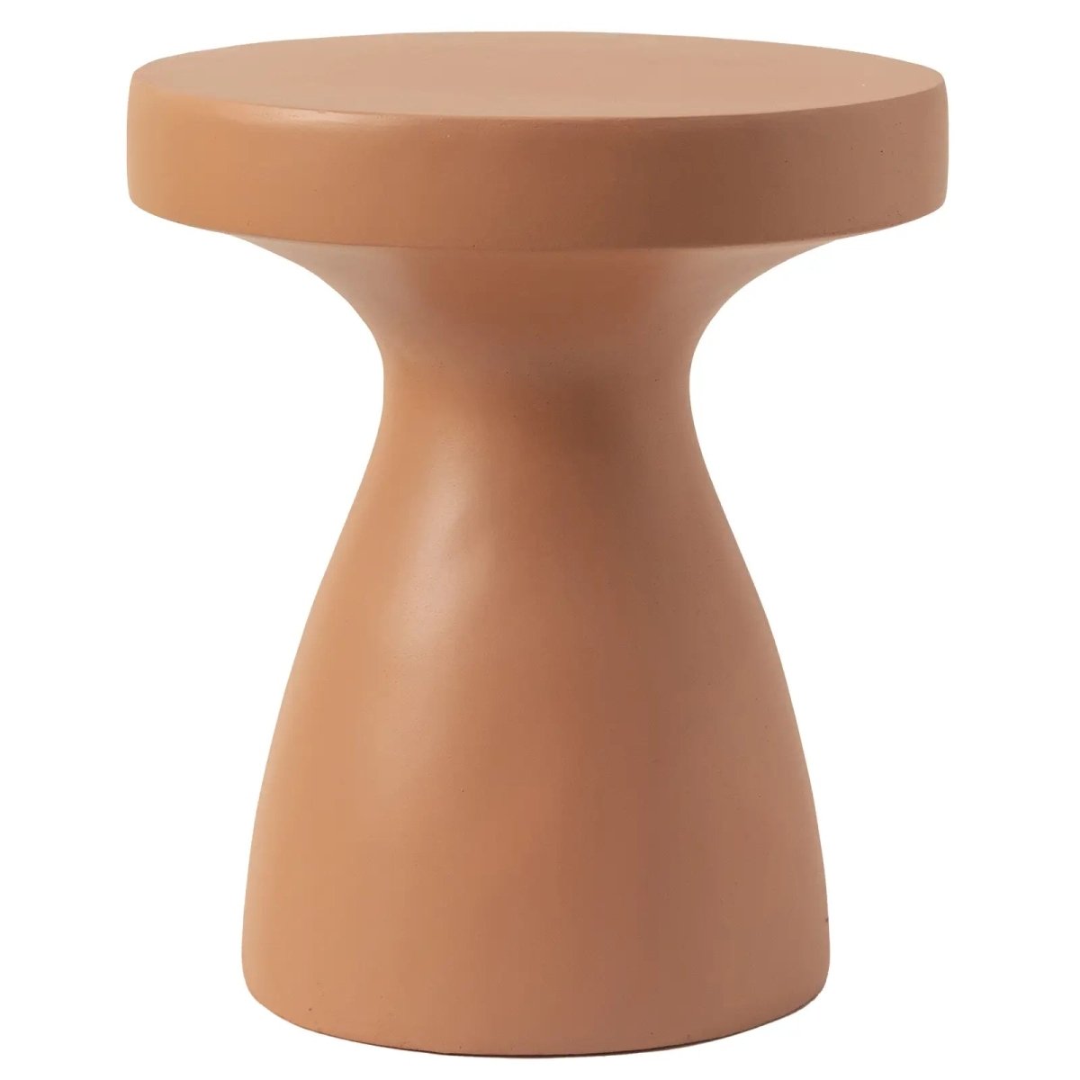 Wisp 16" Modern Wide Round Fiberstone Hourglass Design Side Table - Stylish Accent End Table