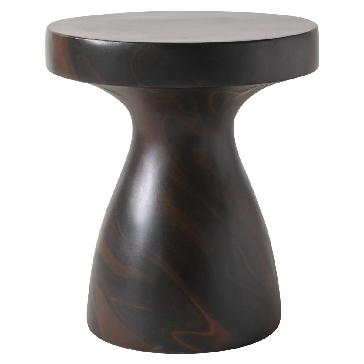 Wisp 16" Modern Wide Round Fiberstone Hourglass Design Side Table - Stylish Accent End Table