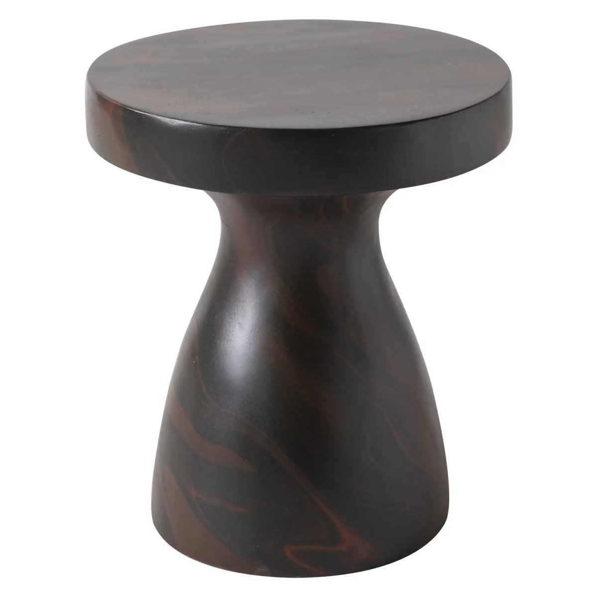 Wisp 16" Modern Wide Round Fiberstone Hourglass Design Side Table - Stylish Accent End Table