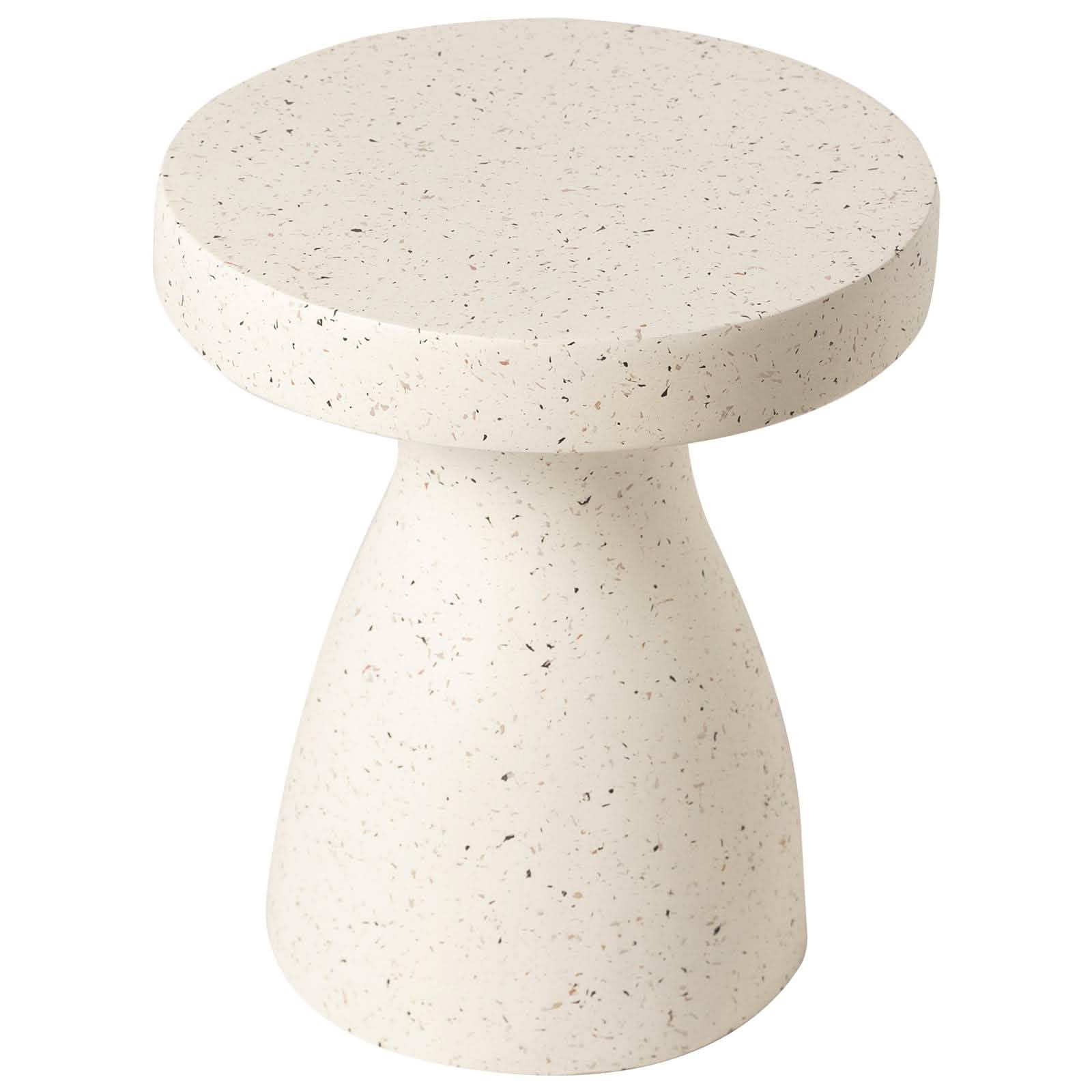 Wisp 16" Wide Round Side Fiberstone Table With Hourglass Pedestal Design