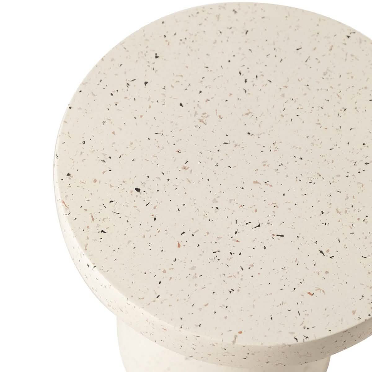 Wisp 16" Wide Round Side Fiberstone Table With Hourglass Pedestal Design