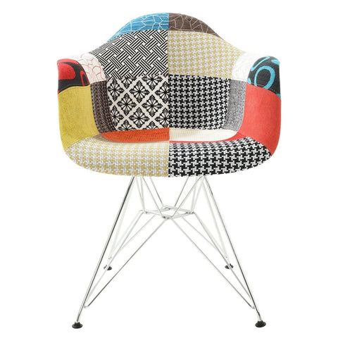 Willow Patchwork Fabric Eiffel Accent Chair Set of 2