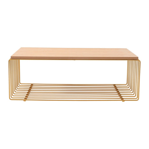 Walden Rectangular Coffee Table with Ash Wood Tabletop in Black Steel Frame
