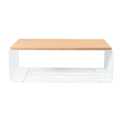 Walden Rectangular Coffee Table with Ash Wood Tabletop in Black Steel Frame