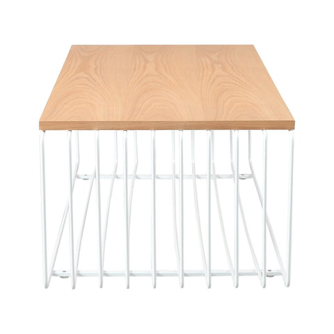 Walden Rectangular Coffee Table with Ash Wood Tabletop in Black Steel Frame
