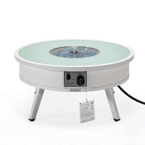 Walbrooke Modern Outdoor Round Fire Pit Table with Powder-Coated Aliuminum Frame and Slats/Non Slats Design