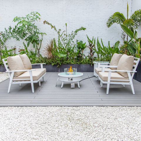 Walbrooke Aluminum Patio Conversation With Slats Design Fire Pit Table & Tank Holder