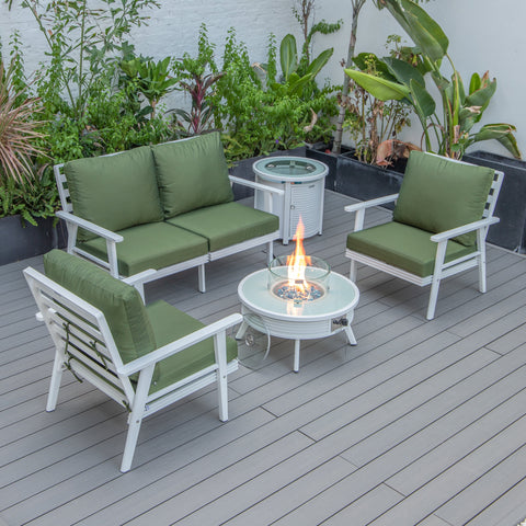 Walbrooke Aluminum Patio Conversation With Slats Design Fire Pit Table & Tank Holder