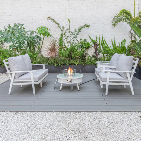 Walbrooke Aluminum Patio Conversation With Slats Design Fire Pit Table & Tank Holder