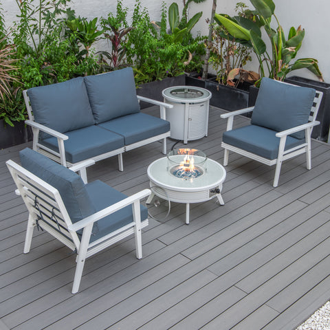 Walbrooke Aluminum Patio Conversation With Slats Design Fire Pit Table & Tank Holder