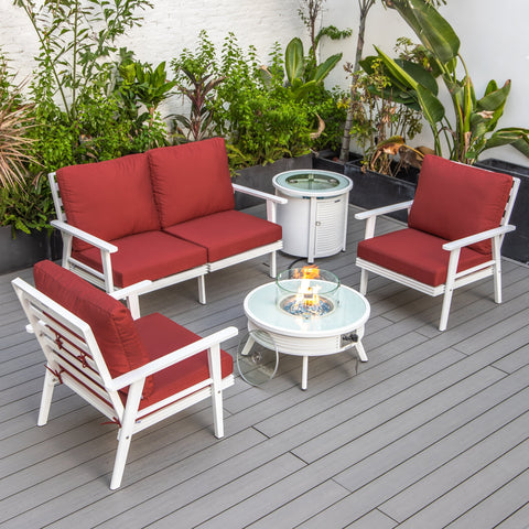 Walbrooke Aluminum Patio Conversation With Slats Design Fire Pit Table & Tank Holder