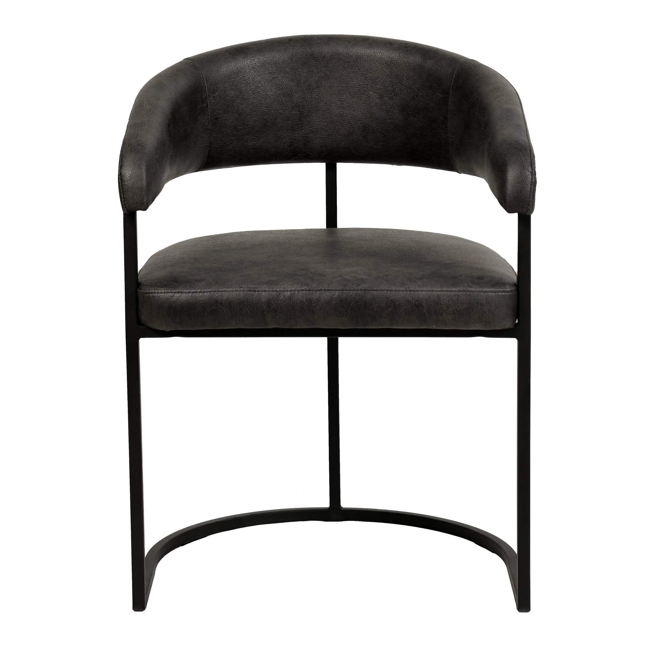 Aero Modern Upholstered Dining Chair with Padded Seat and Powder-Coated Iron Frame Charcoal Leather Dining Chair Your Vendor Name