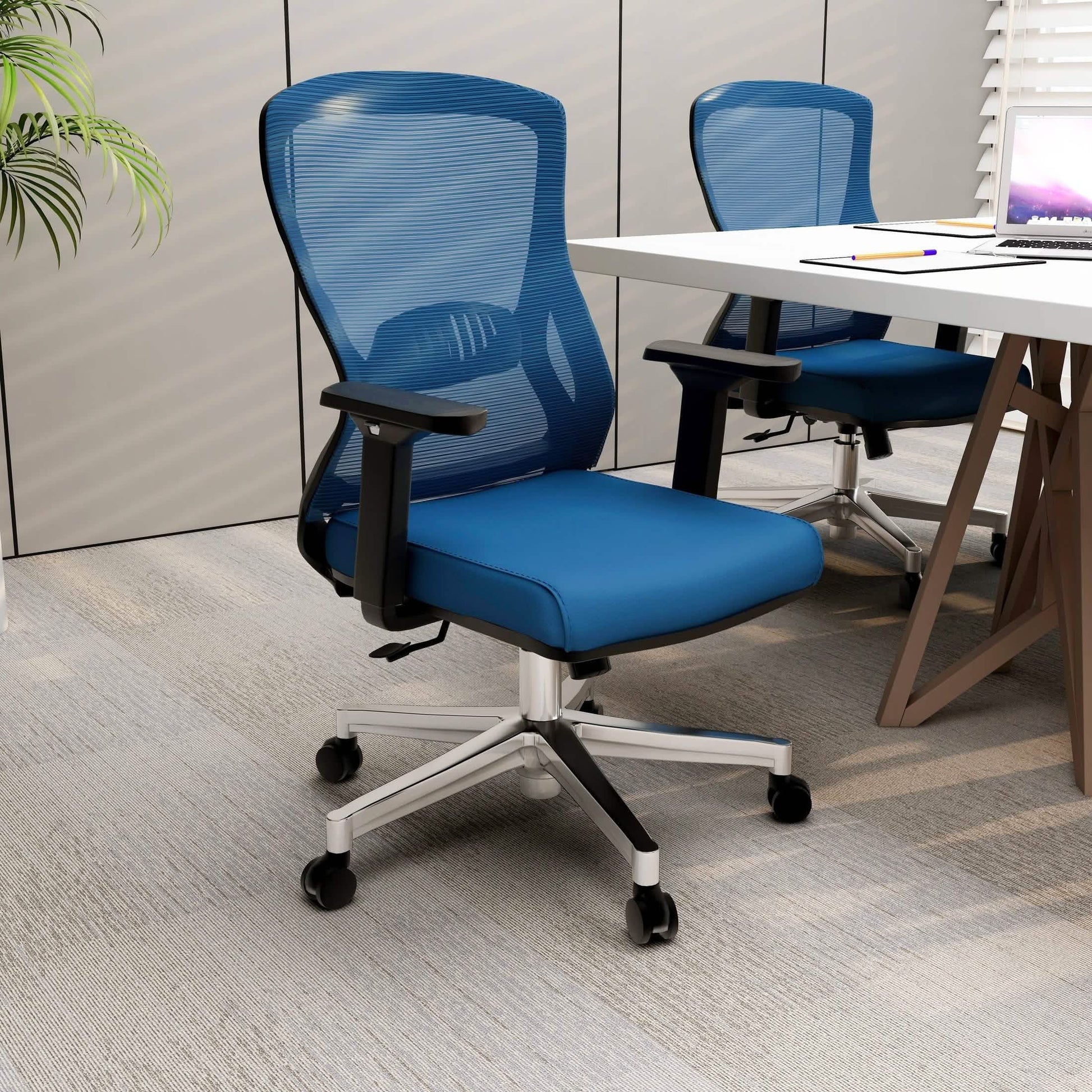 Adorit Series Ergonomic Office Chair with Mesh Back and Upholstered Seat Blue Office Chair Your Vendor Name