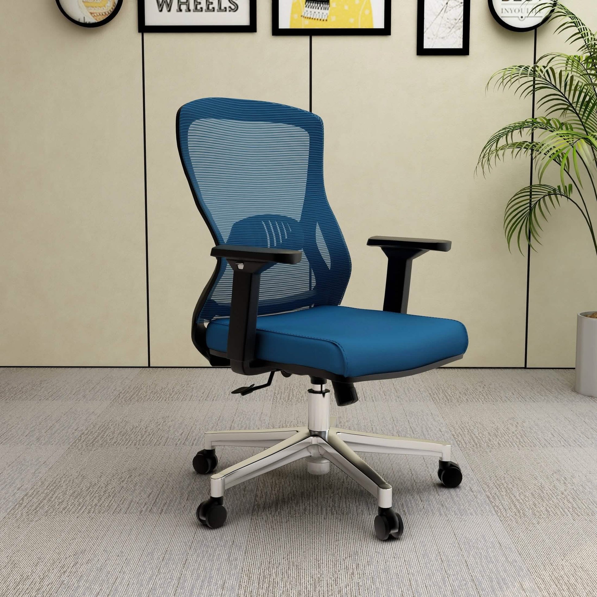 Adorit Series Ergonomic Office Chair with Mesh Back and Upholstered Seat Blue Office Chair Your Vendor Name