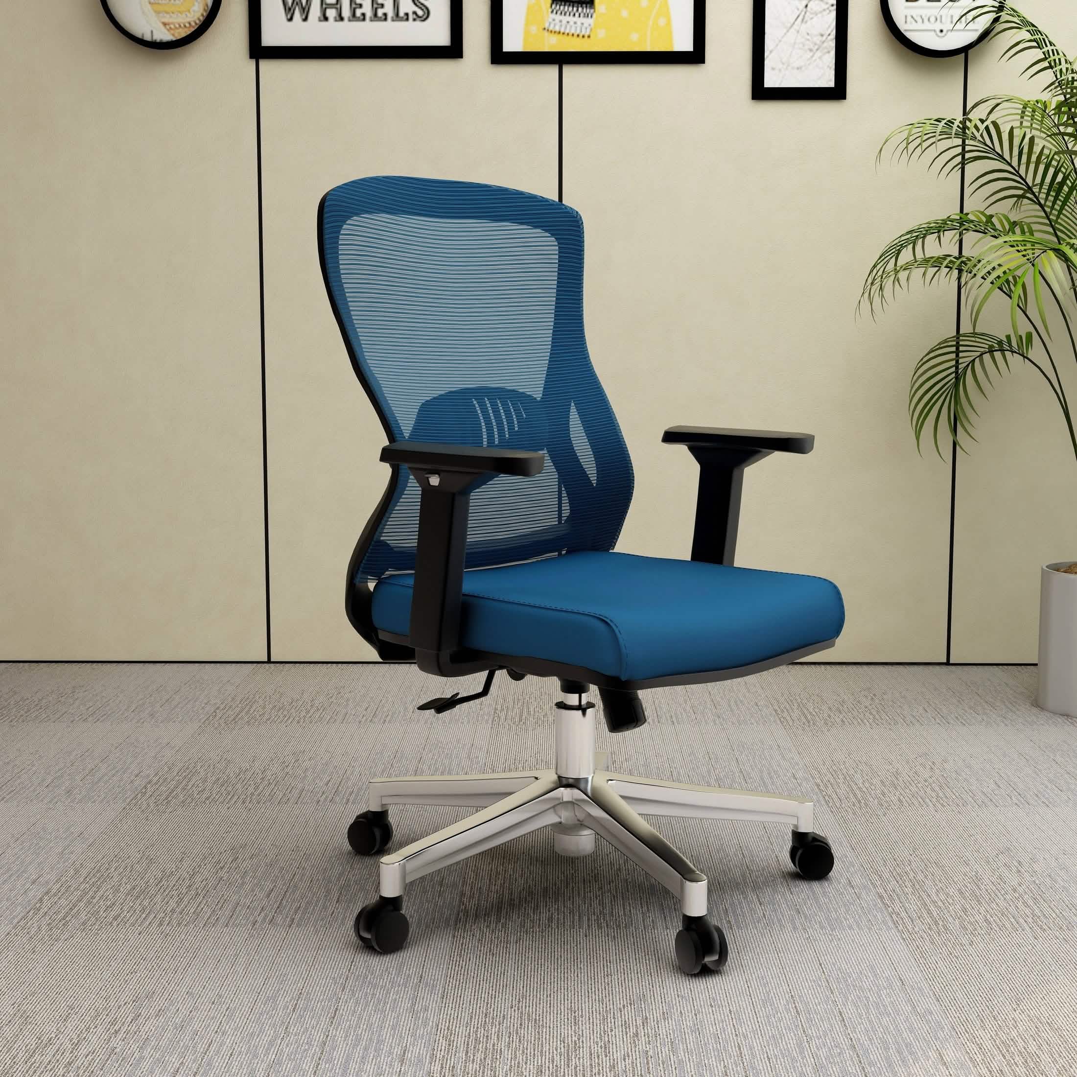 Adorit Series Ergonomic Office Chair with Mesh Back and Upholstered Seat Blue Office Chair Your Vendor Name