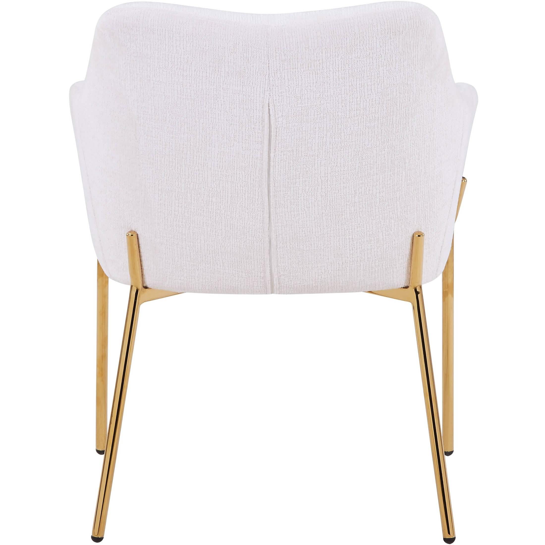 Zaire Upholsters Dining Chair in Velvet/Leather/Boucle with Gold Chrome Iron