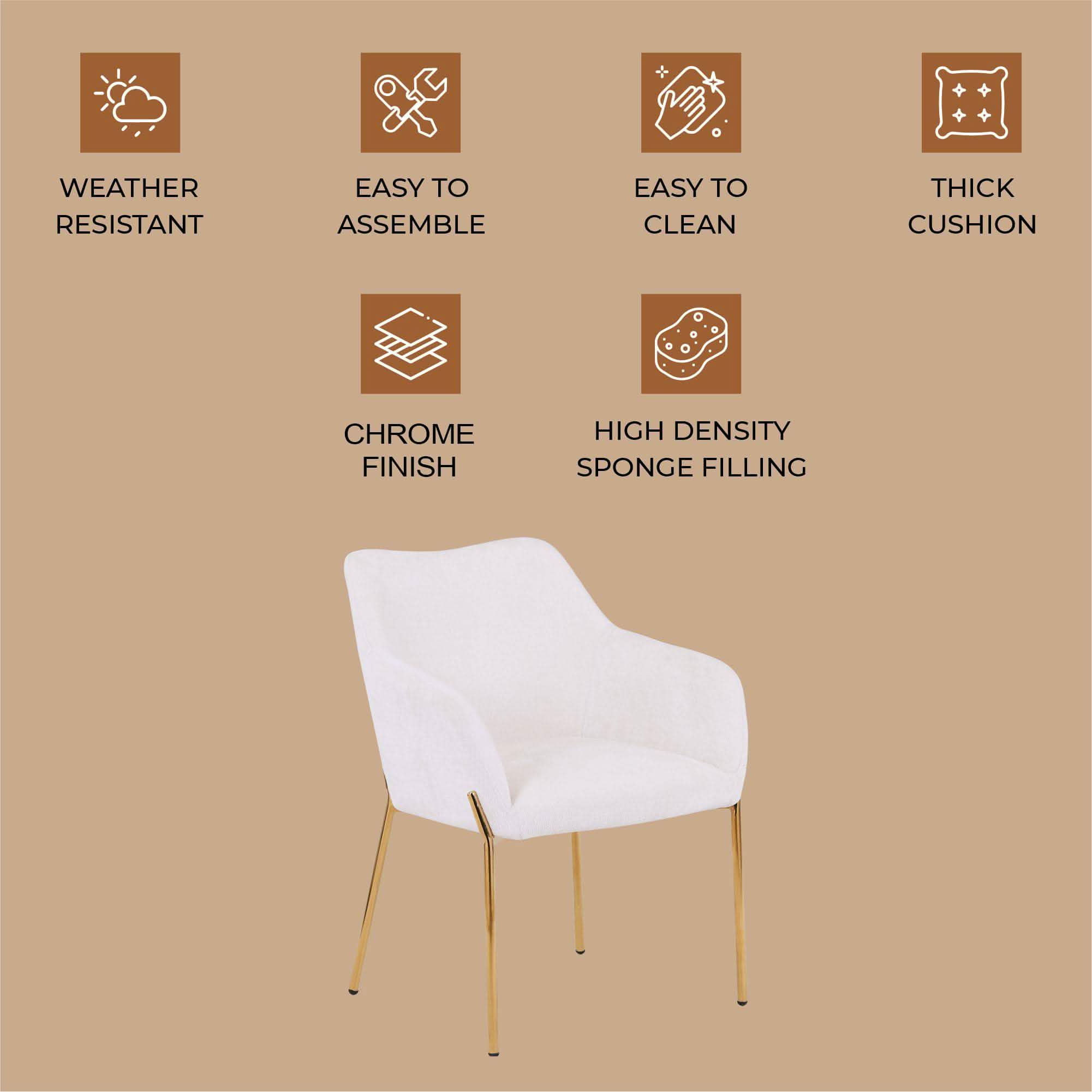 Zaire Upholsters Dining Chair in Velvet/Leather/Boucle with Gold Chrome Iron