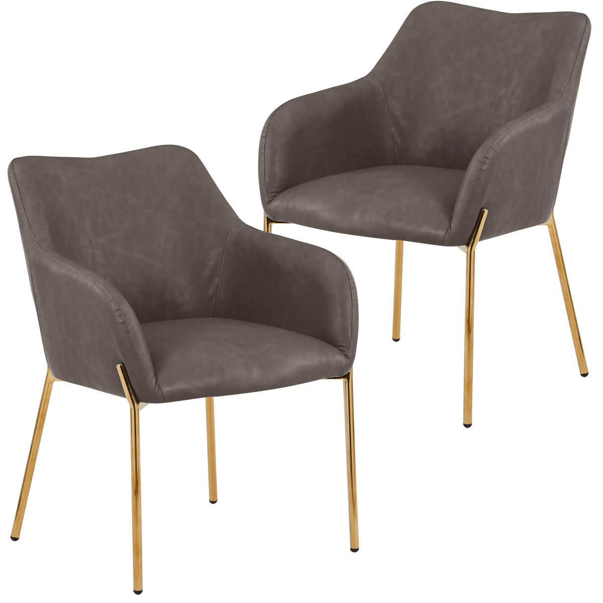 Zaire Upholsters Dining Chair in Velvet/Leather/Boucle with Gold Chrome Iron Set of 2