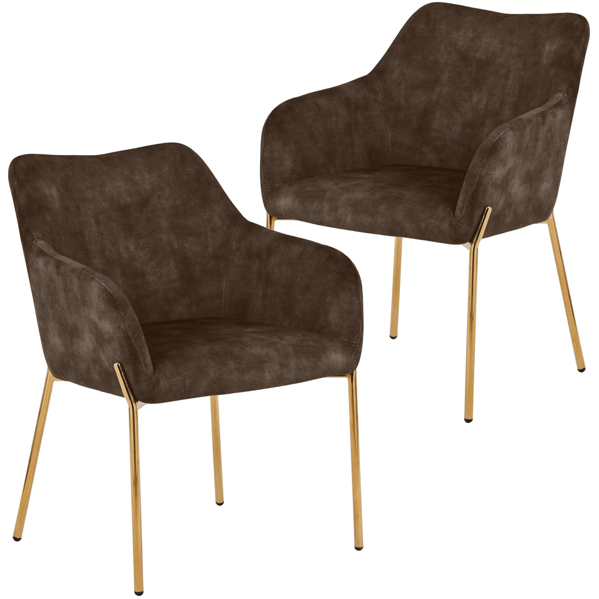 Zaire Upholsters Dining Chair in Velvet/Leather/Boucle with Gold Chrome Iron Set of 2