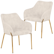 Zaire Upholsters Dining Chair in Velvet/Leather/Boucle with Gold Chrome Iron Set of 2