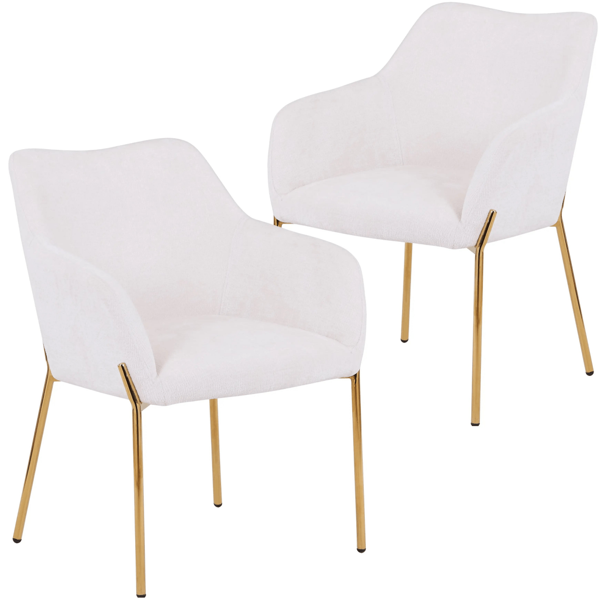 Zaire Upholsters Dining Chair in Velvet/Leather/Boucle with Gold Chrome Iron Set of 2