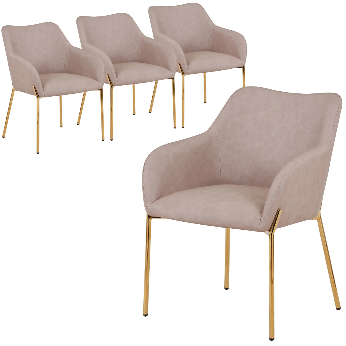 Zaire Upholsters Dining Chair in Velvet/Leather/Boucle with Gold Chrome Iron Set of 4
