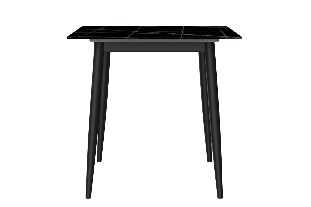 Zayle Modern Rectangular Dining Table with Glass/Stone Tabletop and Black Steel Base