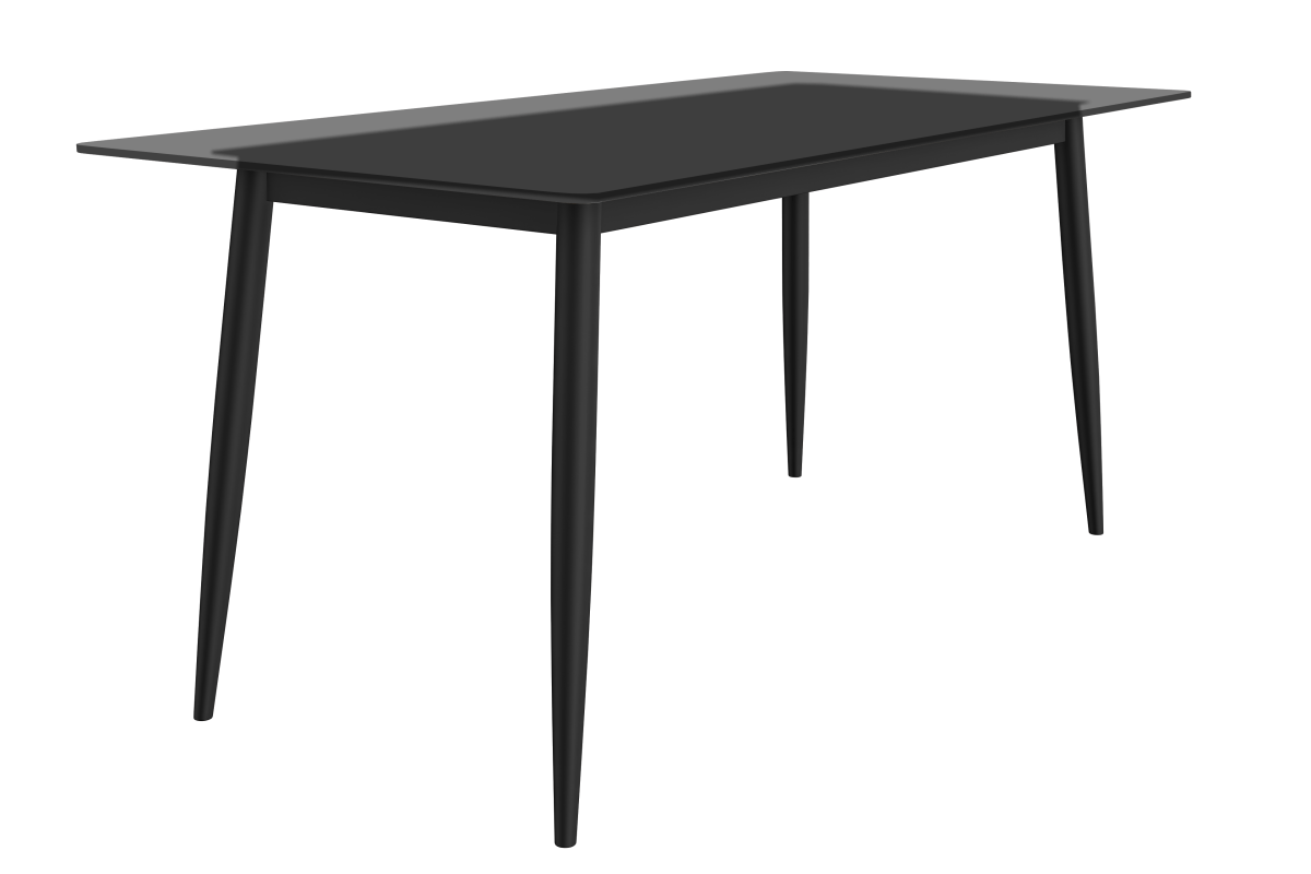 Zayle Modern Rectangular Dining Table with Glass/Stone Tabletop and Black Steel Base