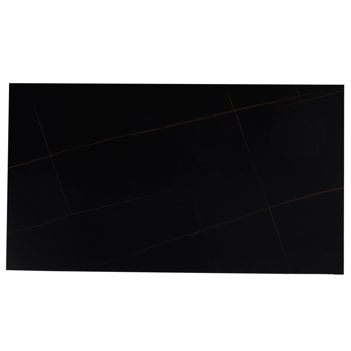 Zayle Modern Rectangular Dining Table with Glass/Stone Tabletop and Black Steel Base