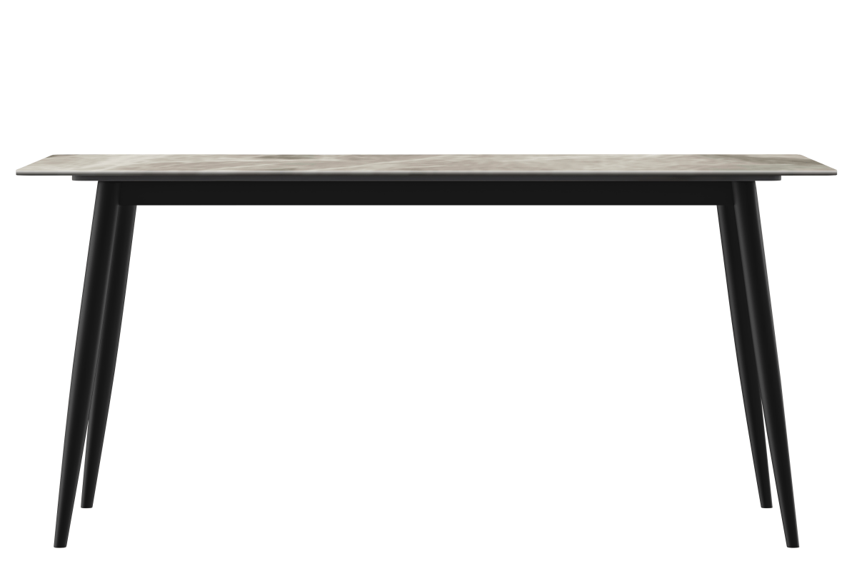 Zayle Modern Rectangular Dining Table with Glass/Stone Tabletop and Black Steel Base
