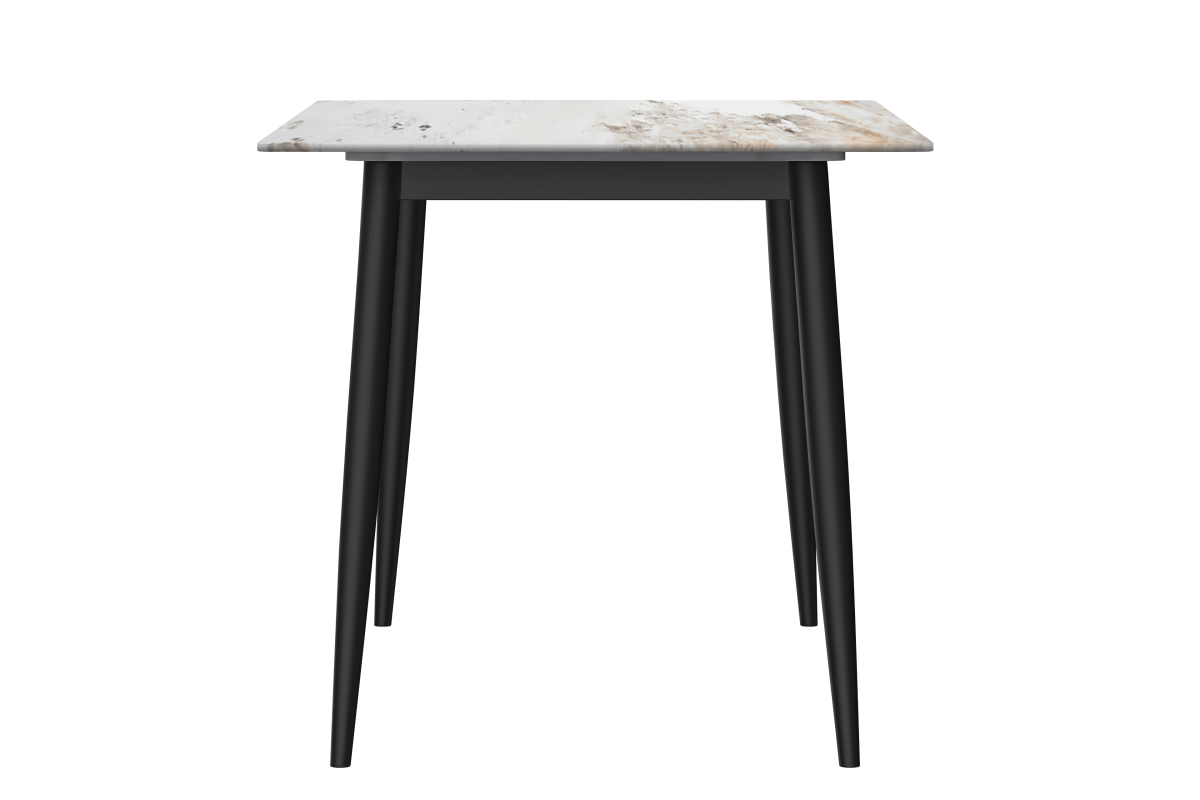 Zayle Modern Rectangular Dining Table with Glass/Stone Tabletop and Black Steel Base