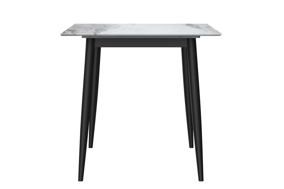 Zayle Modern Rectangular Dining Table with Glass/Stone Tabletop and Black Steel Base