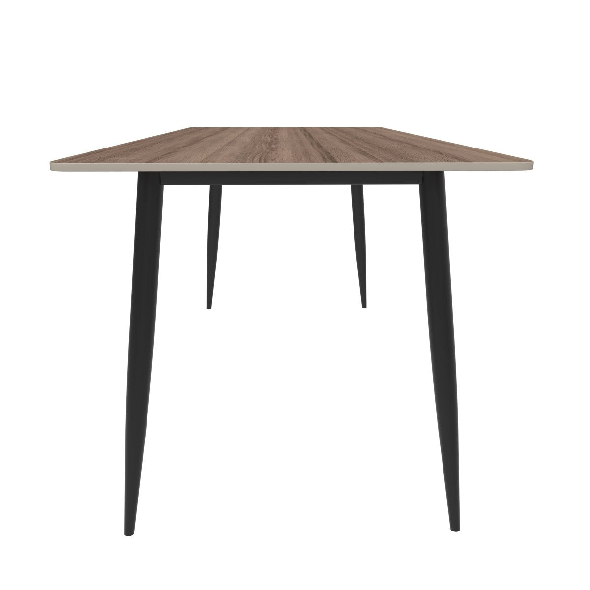 Zayle Modern Rectangular Dining Table with Glass/Stone Tabletop and Black Steel Base