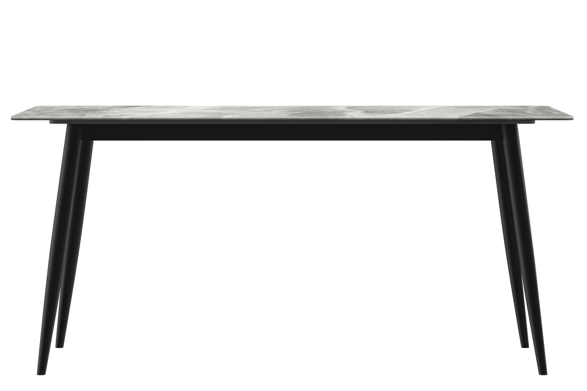 Zayle Modern Rectangular Dining Table with Glass/Stone Tabletop and Black Steel Base
