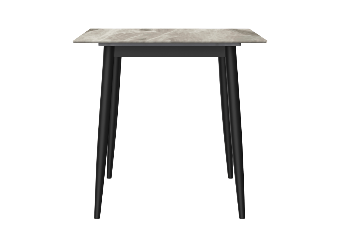 Zayle Modern Rectangular Dining Table with Glass/Stone Tabletop and Black Steel Base