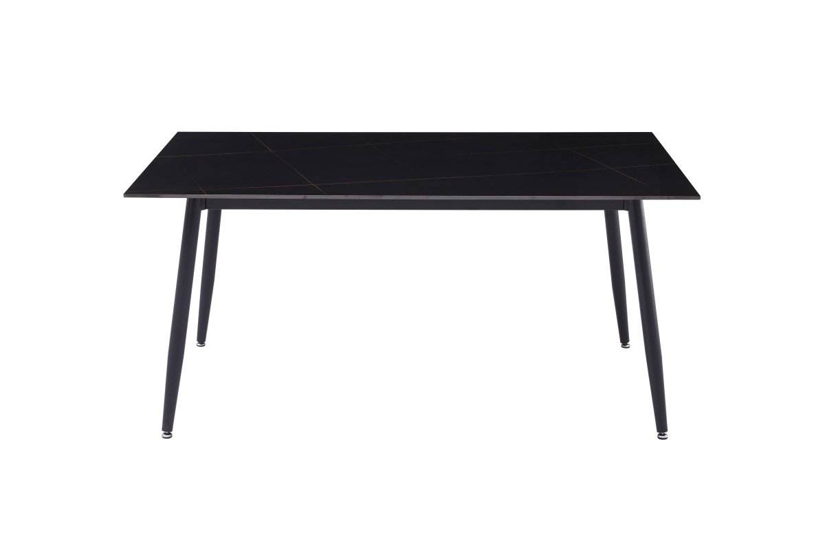 Zayle Rectangular Dining Table with a Sintered Stone Tabletop and a Stainless Steel Base