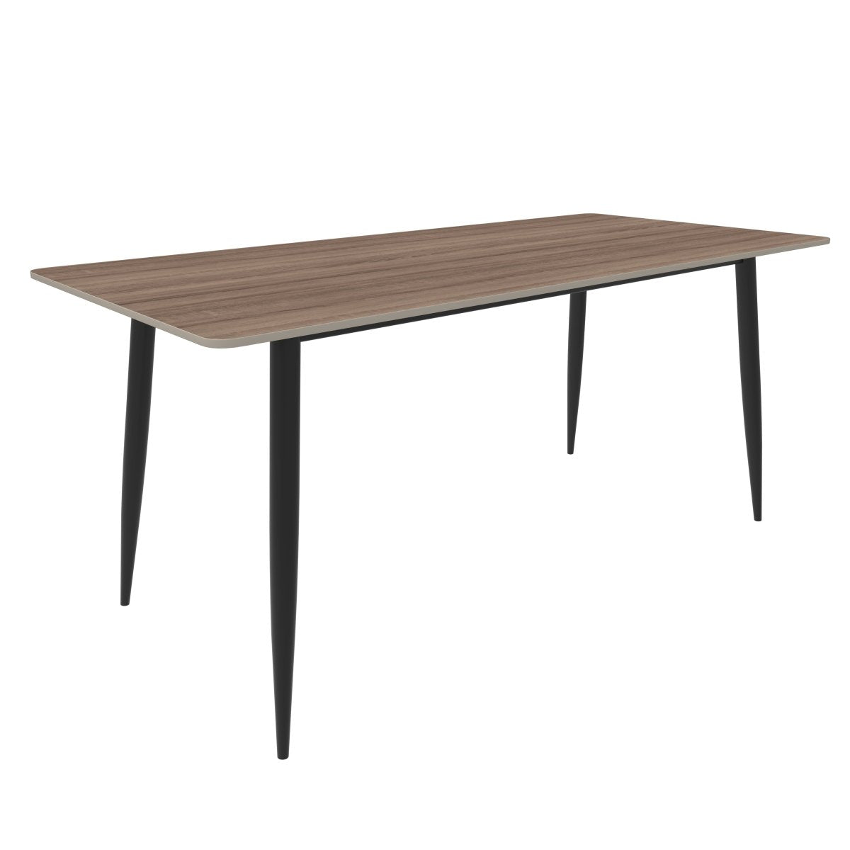 Zayle Rectangular Dining Table with a Stintered Stone Tabletop and a Stainless Steel Base