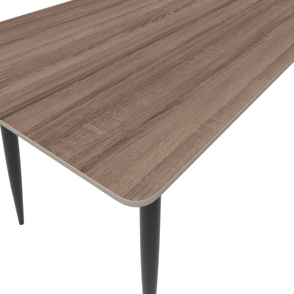 Zayle Rectangular Dining Table with a Stintered Stone Tabletop and a Stainless Steel Base