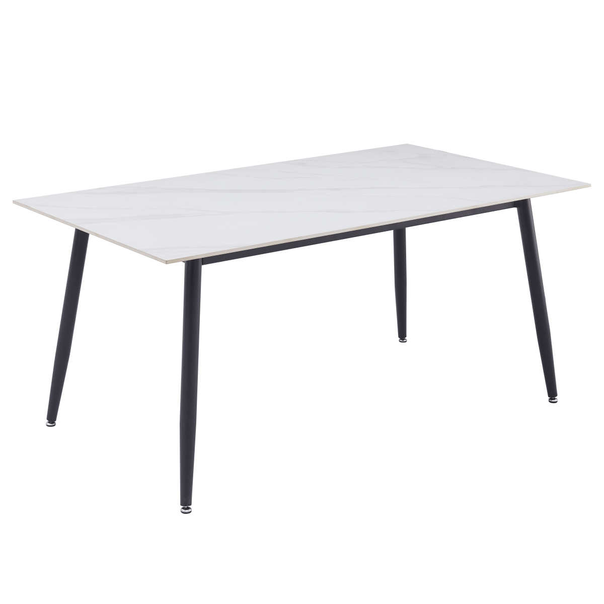 Zayle Rectangular Dining Table with a Stintered Stone Tabletop and a Stainless Steel Base