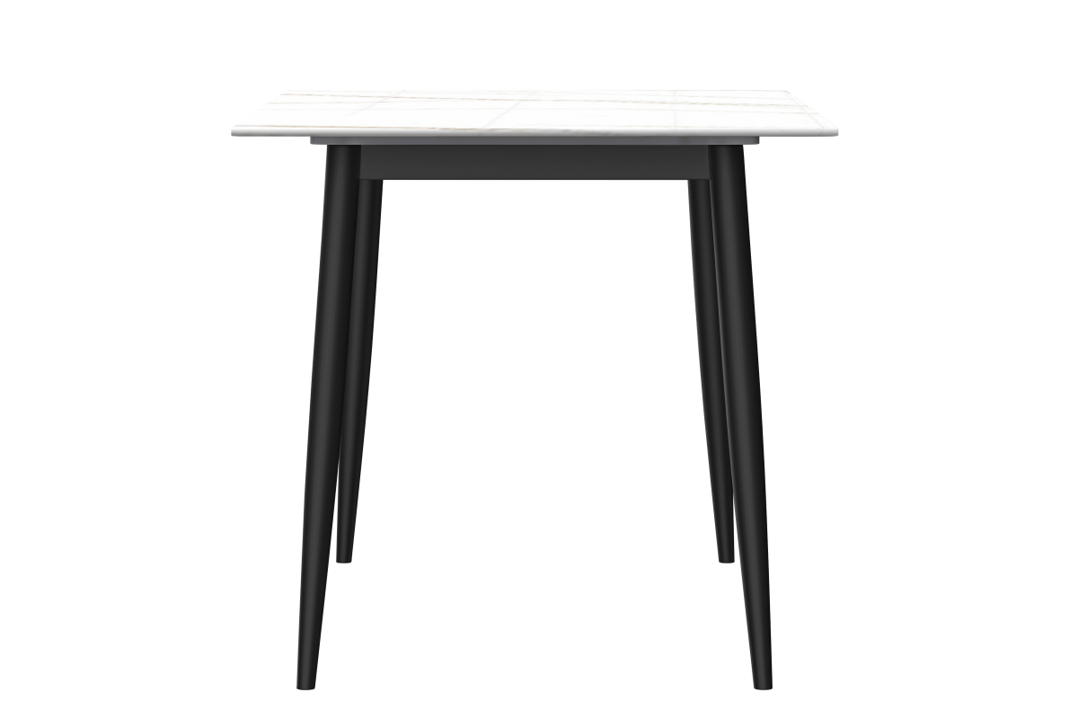 Zayle Rectangular Dining Table with a Stintered Stone Tabletop and a Stainless Steel Base