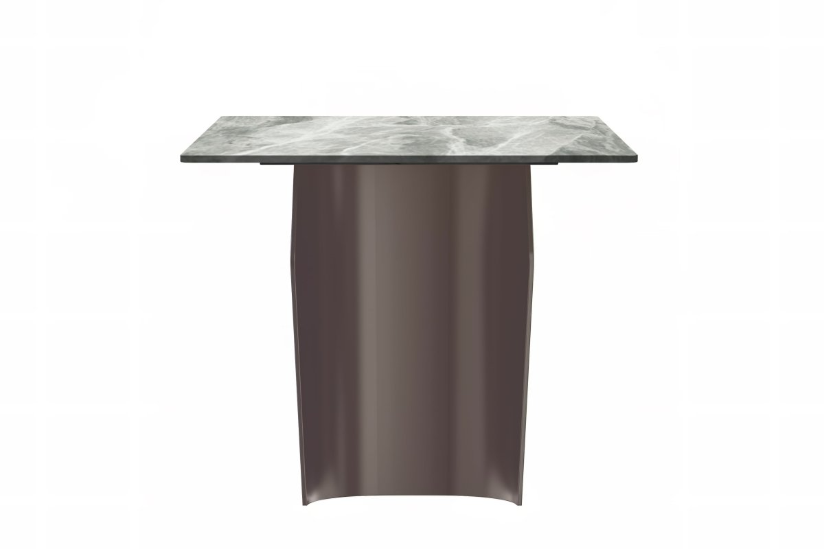 Zelan Dining Table with Rectangular Glass/Sintered Stone Tabletop and Steel Legs