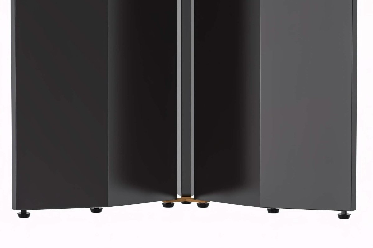 Zevro Round Dining Table with Sintered Stone/Glass Tabletop in Black Stainless Steel