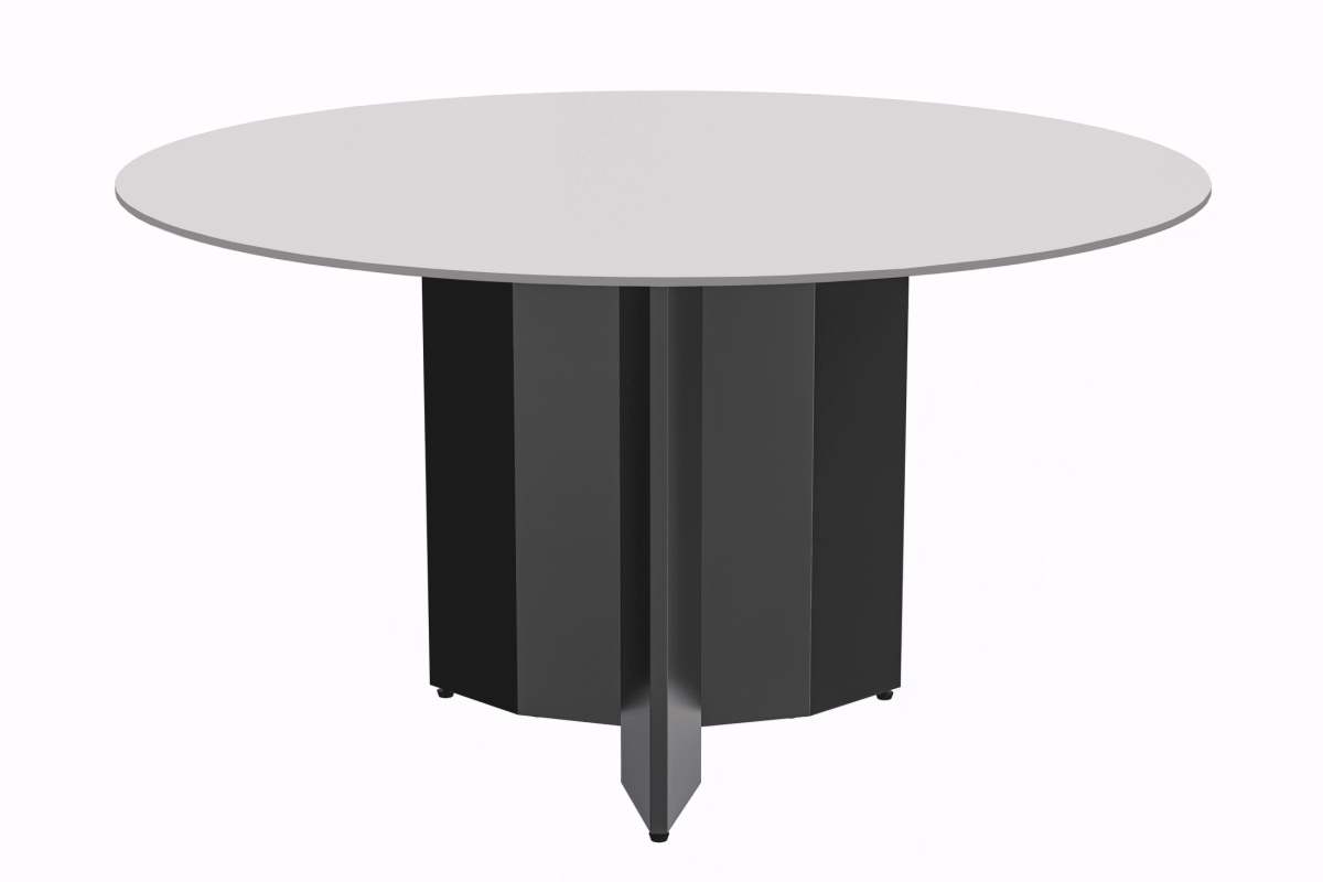 Zevro Round Dining Table with Sintered Stone/Glass Tabletop in Black Stainless Steel