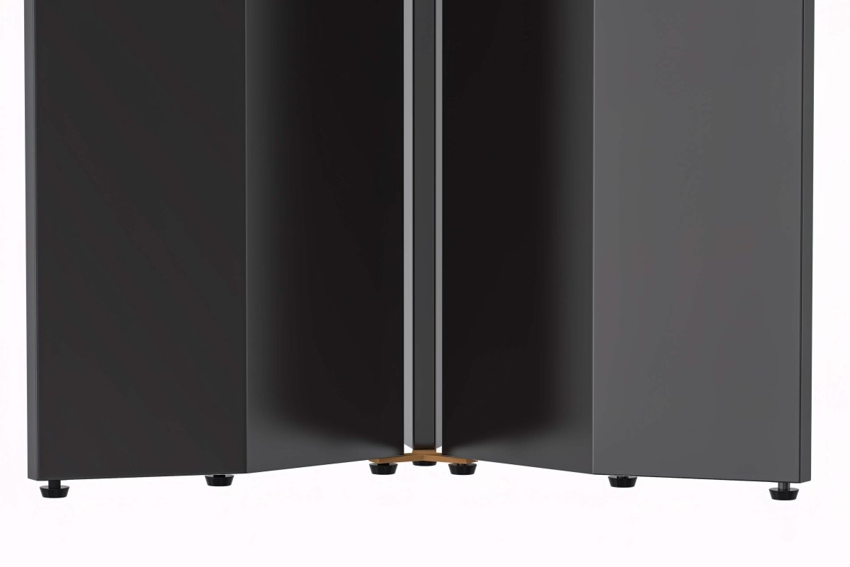Zevro Round Dining Table with Sintered Stone/Glass Tabletop in Black Stainless Steel
