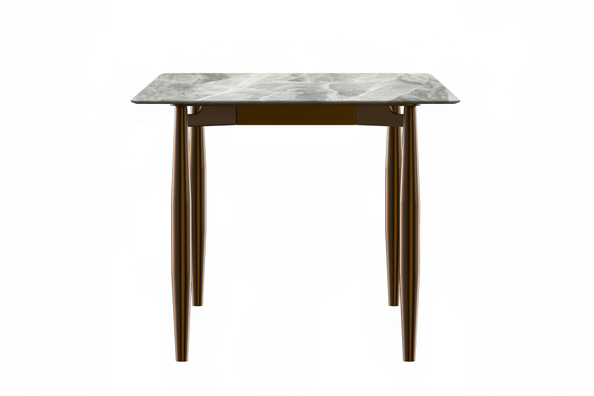 Zinti Rectangular Dining Table with Glass/Sintered Stone Tabletop and Steel Base