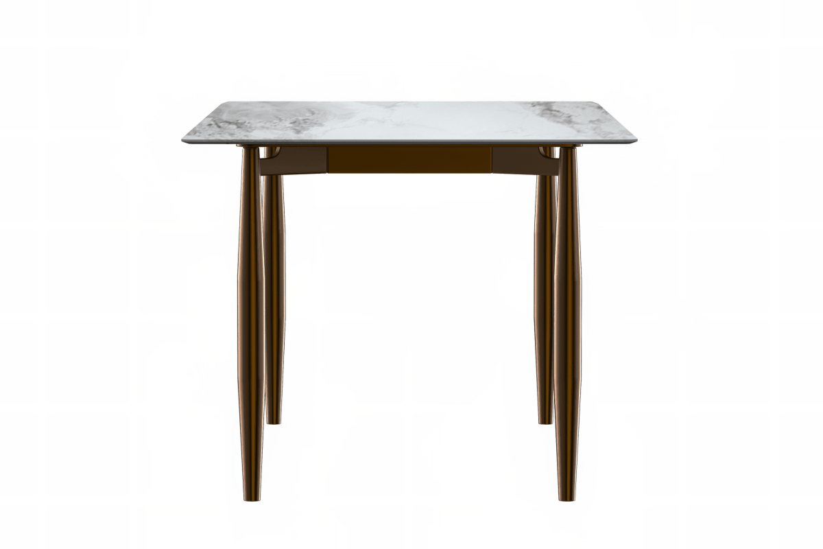 Zinti Rectangular Dining Table with Glass/Sintered Stone Tabletop and Steel Base